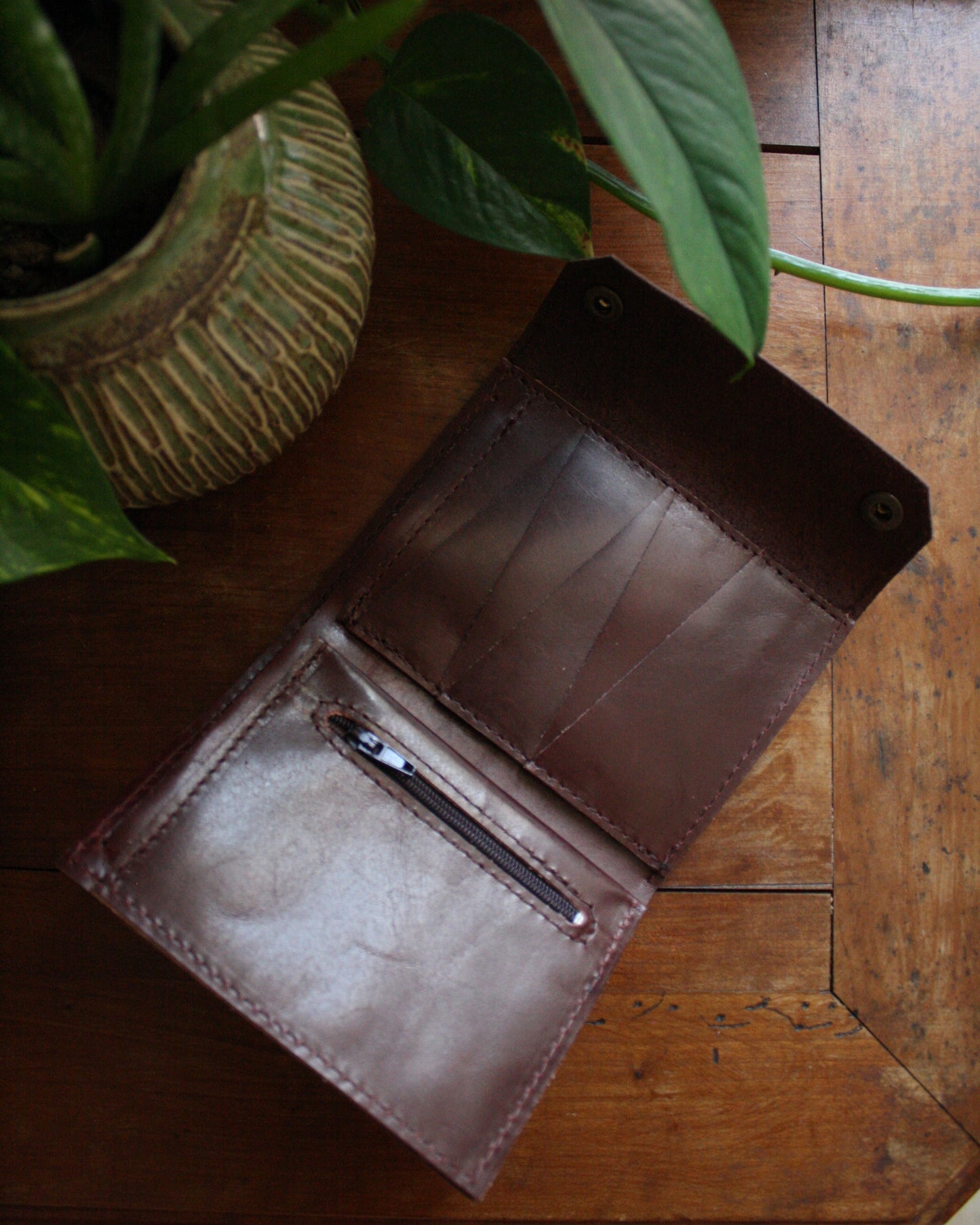 Portefeuille Alastor cuir marron zébré