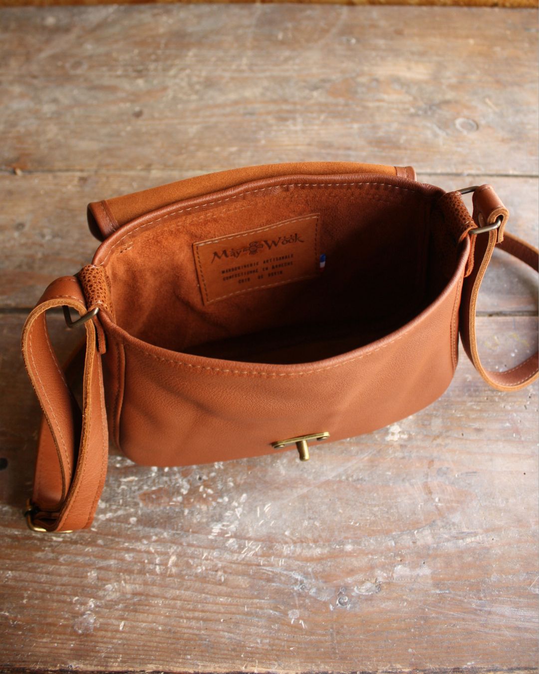 Besace Ninou en cuir fauve roux