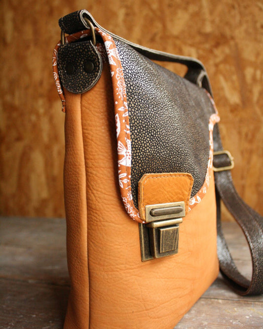 Sac Maïko en cuir naturel et galuchat