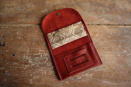 Blague à tabac cuir rouge carmin N°4