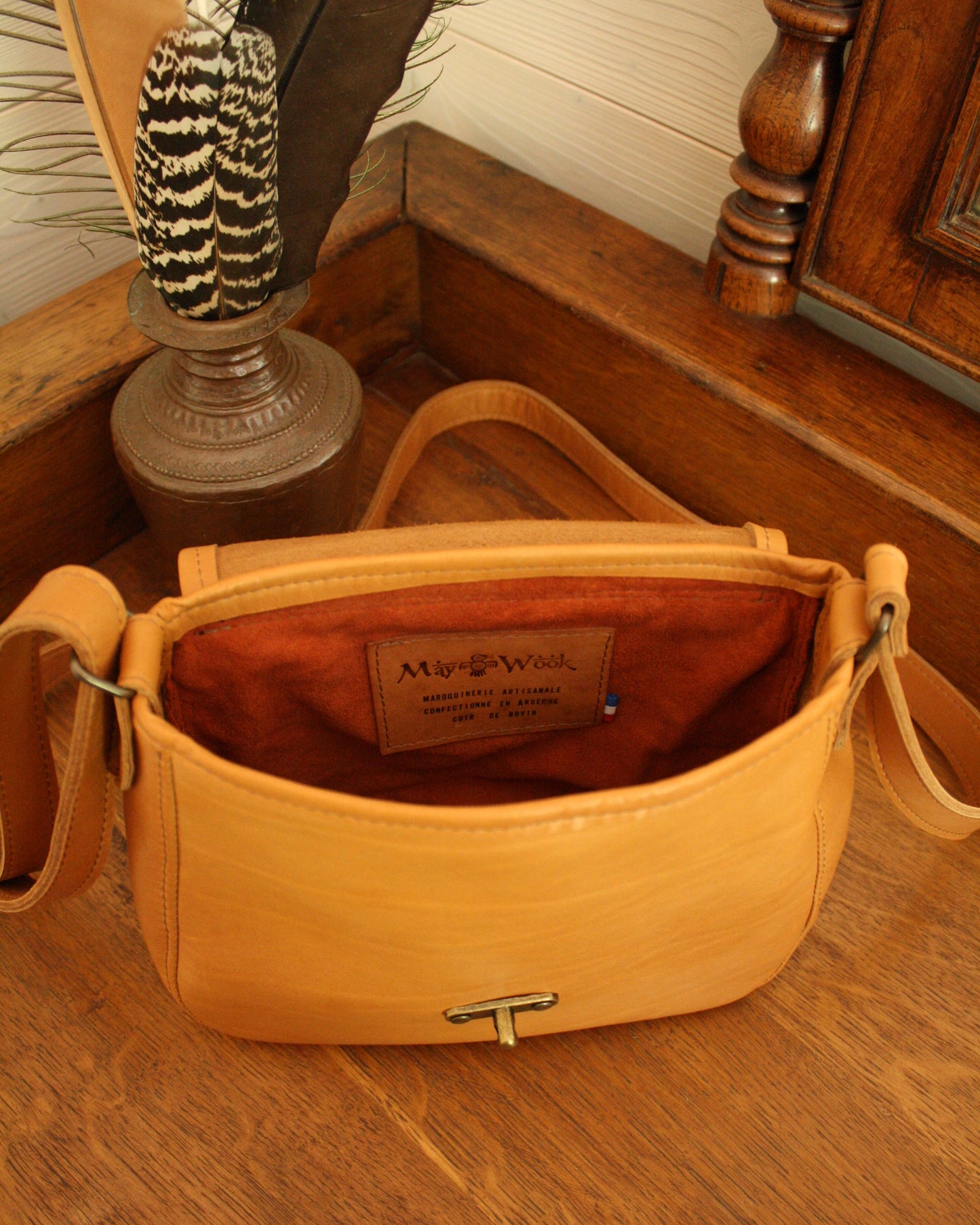 Besace Ninou en cuir camel