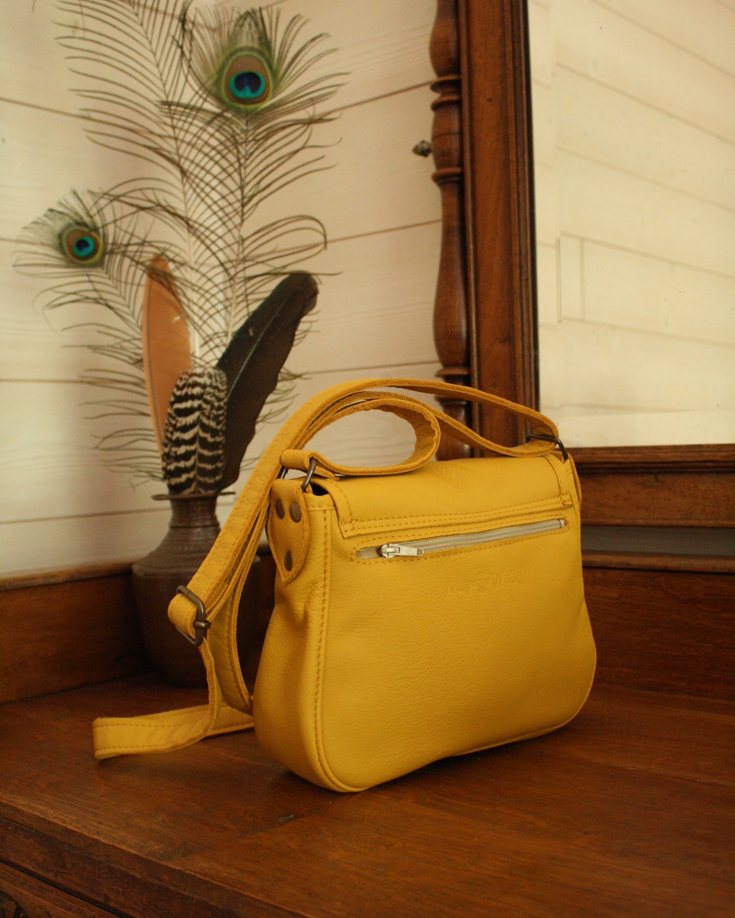 Besace Ninou en cuir jaune