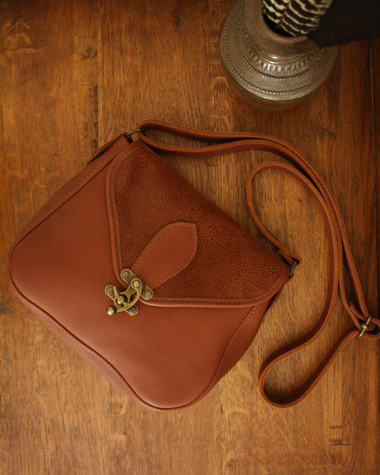 Besace Ninou en cuir fauve roux