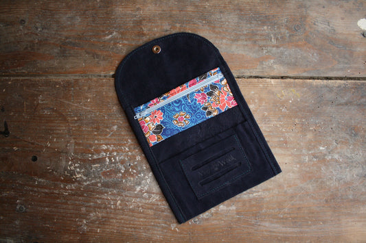 Blague à tabac cuir velours bleu nuit N°2