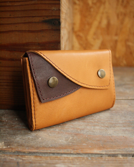 Portefeuille bicolore en cuir gold et aubergine N°4