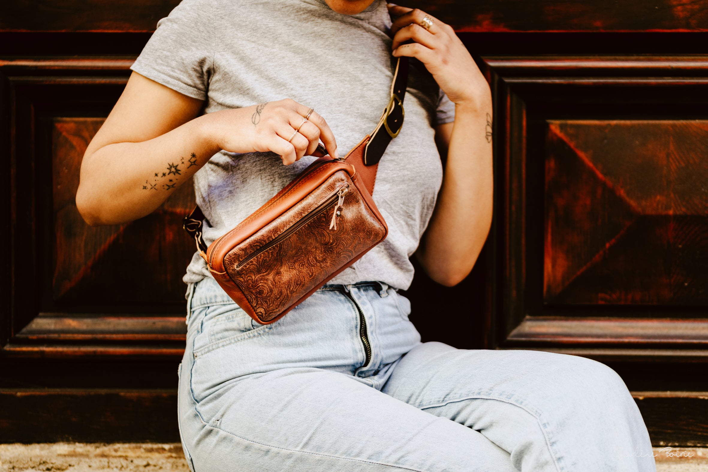 Sacoche banane cuir artisanale